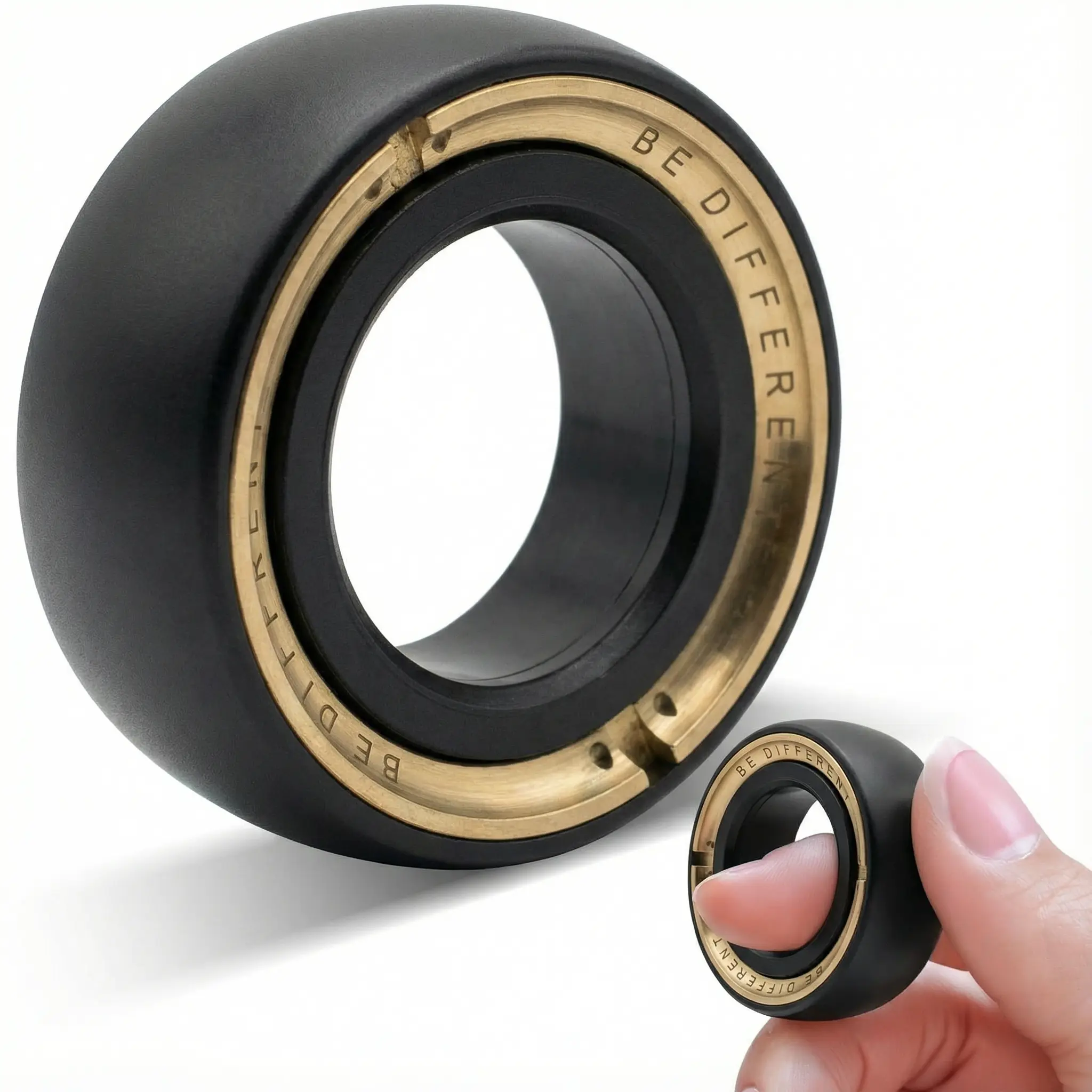 FidgetPulse Black Gold Magnetic EDC Fidget Ring – CNC Metal Stress Relief Spinner with Satisfying Click, Modular DIY Design for Focus & Anxiety Relief