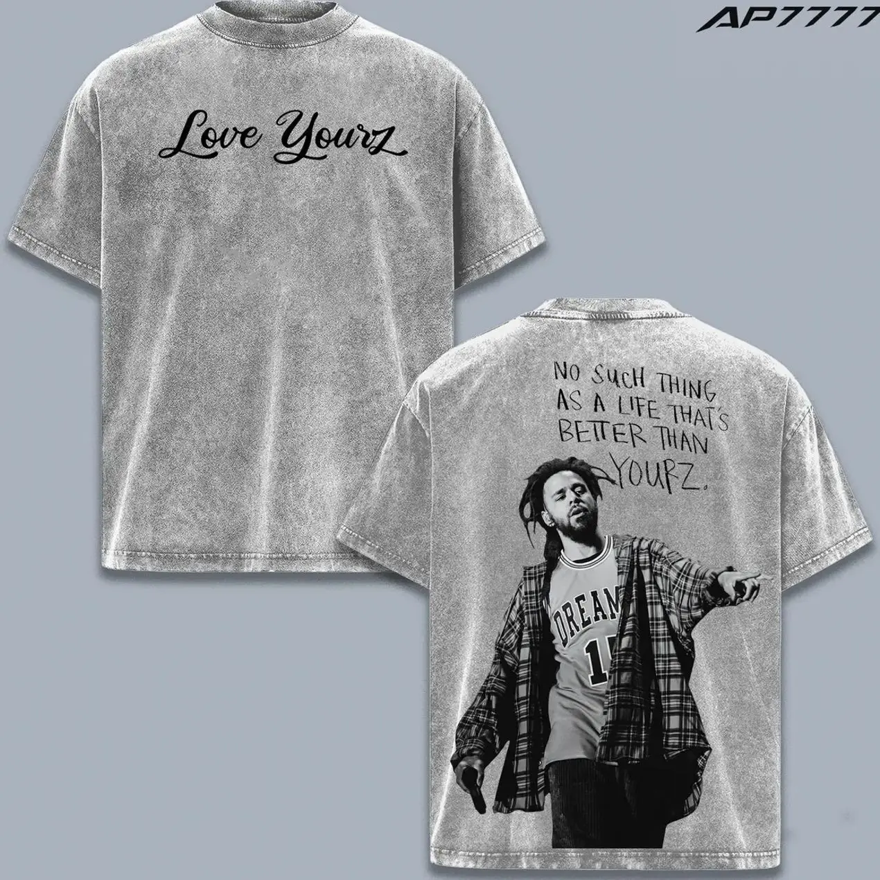 J. Cole Love Yourz Vintage Washed Cotton T-Shirt, Rapper Graphic Tee, Hip Hop Music Inspired Shirt, 2014 Forest Hills Drive Style Streetwear, Double Sided Print Heavyweight Cotton Oversized Unisex Tee, Retro Concert Fan Apparel Gift