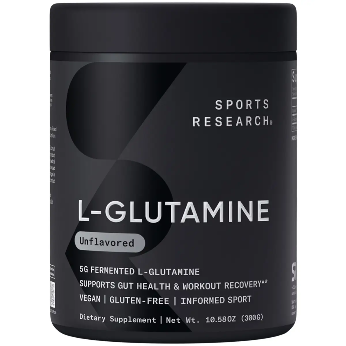 Sports Research L-Glutamine - Fermented, Vegan, Gluten-Free and Informed Sport Tested Formula - 5 G Per Serving - 10.58 Oz