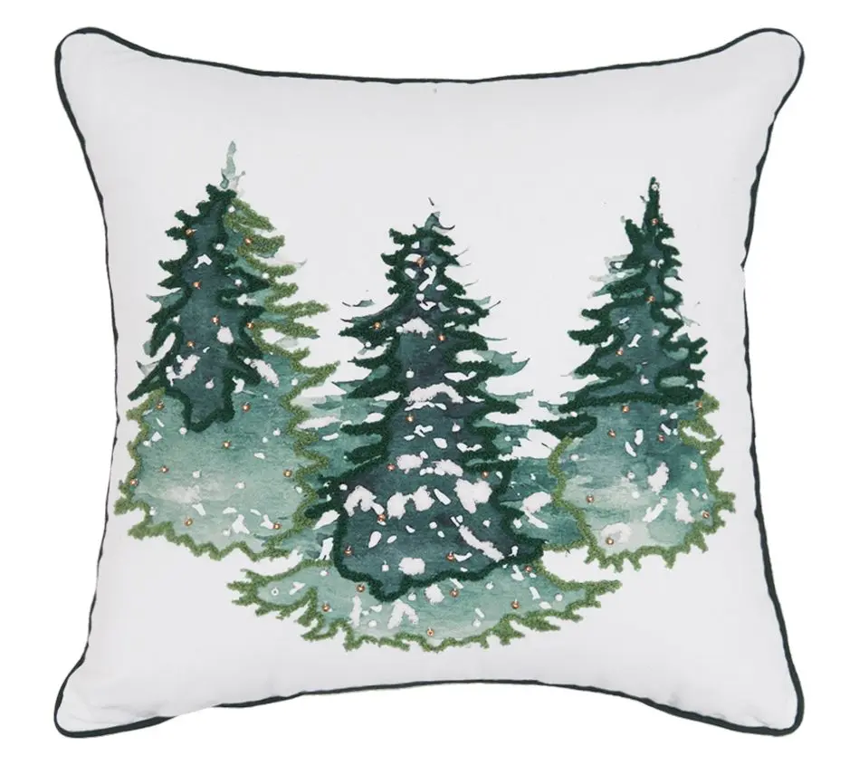 18" x 18" Evergreen Trees Throw Pillow by Valerie
