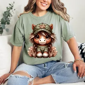 Camo Horse in Tutu - Shirt Comfort Colors Everyday Style Short Sleeve casual comfortable super soft relaxed fit unisex Sizing womenswear Streetwear  vintage Crewneck Printed Loose Graphic, Texan Vibe, playful, quirky, fashion, unique design.