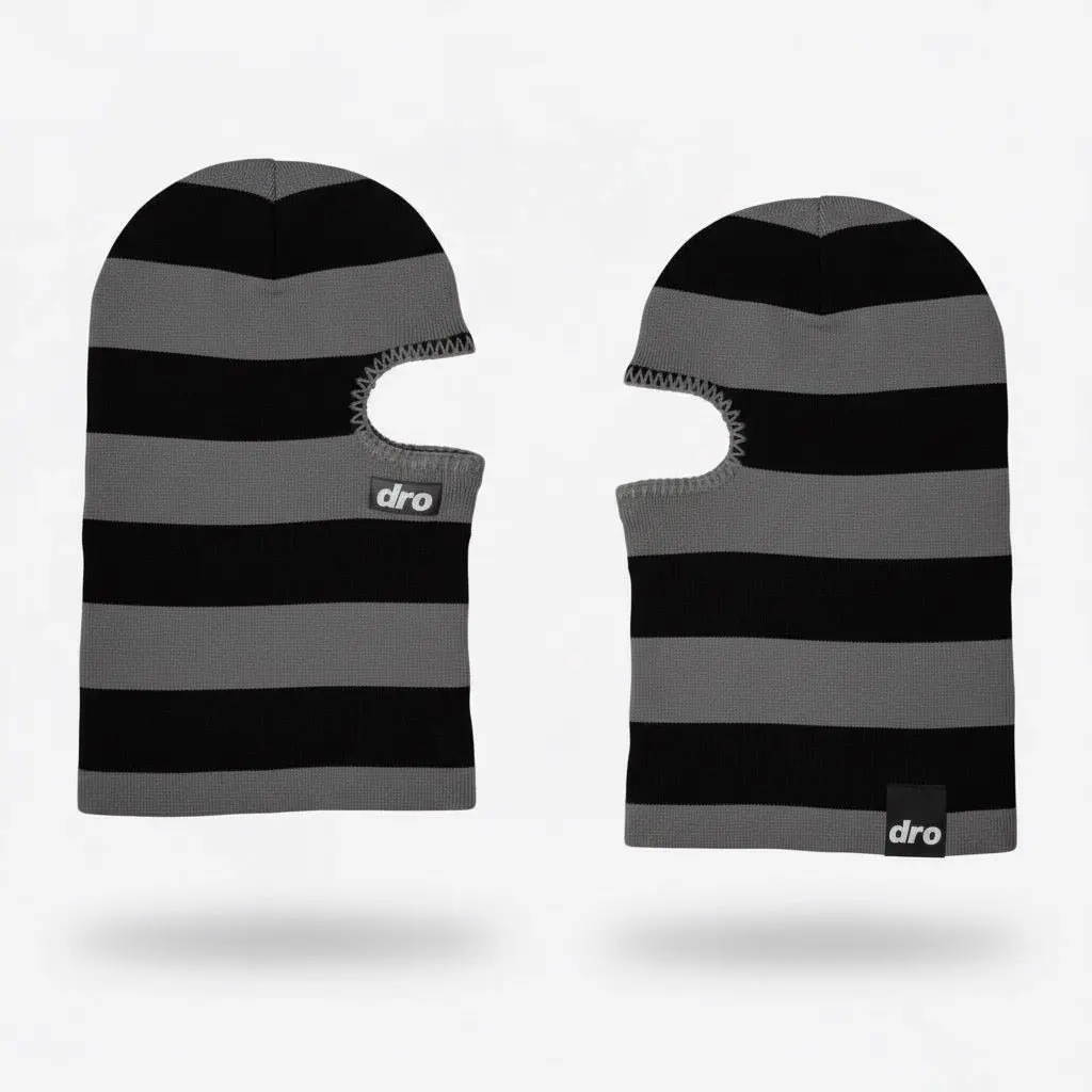 Knit Balaclava - Black and Grey Stripes