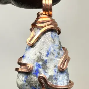 Lapis Lazuli Handcrafted Copper PENDANT Artisan Made in USA Unique Gift Design Daily Birthday Anniversary
