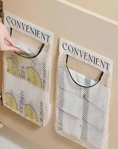 1PC Wall-Mounted Kitchen Garbage Bag Storage Rack, Large Capacity Mesh Bag with Magic Tape, Space-Saving Organizer for Plastic & Reusable Shopping Bags, Portable Dispenser, Home Kitchen Storage Essential