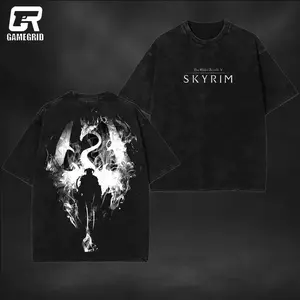 Retro Limited Vintage The Elder Scrolls Skyrim Unisex Oversize Washed Lightweight Cotton T-Shirt, Wash Gift For Game Fan, Game Merch