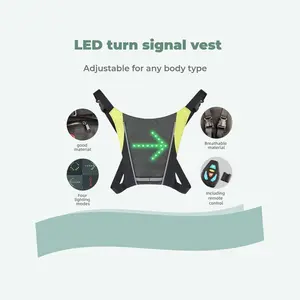 LED Wireless Remote Direction Indicator Vest, Backless Sports Vest, Professional Cycling Style, One-Button Left Right Turn, Night Riding Enthusiasts