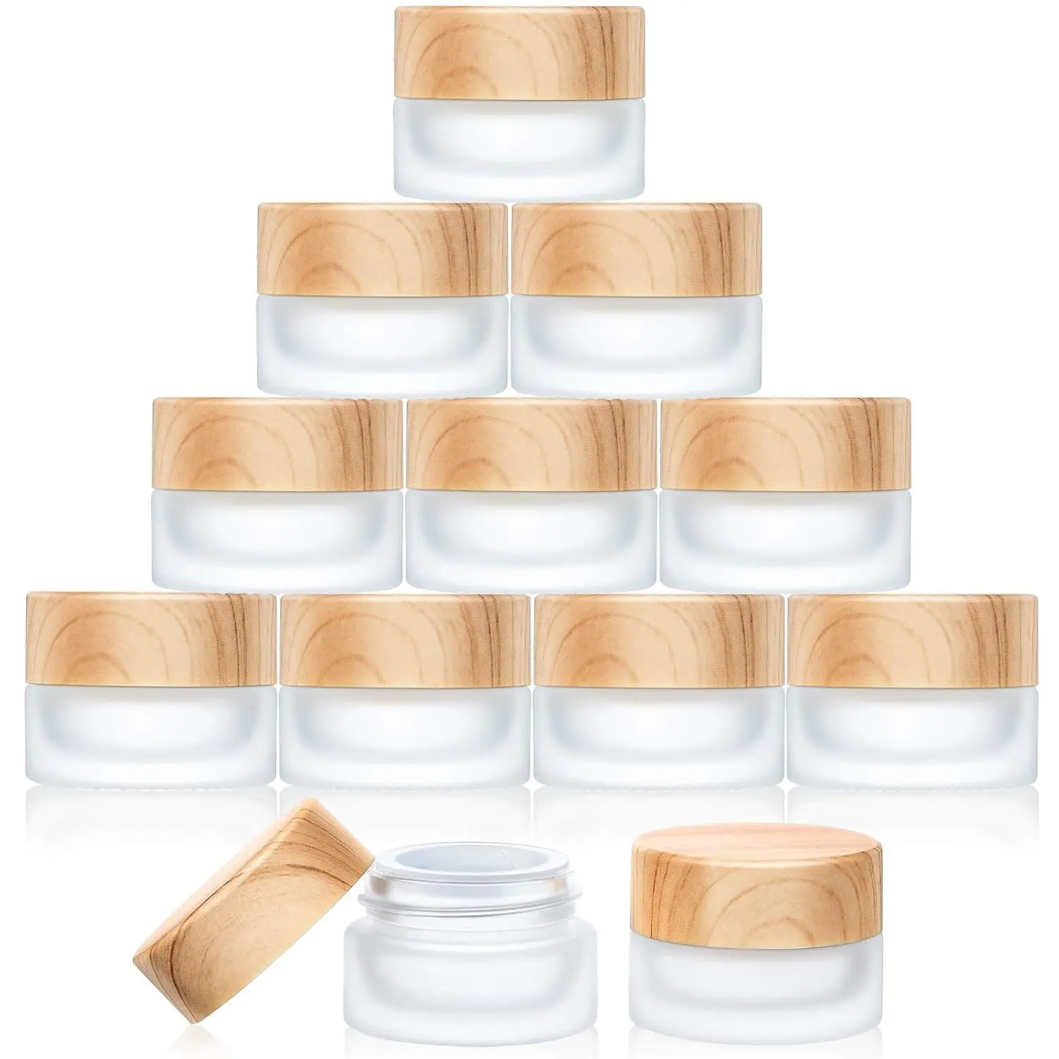 Geiserailie Glass Sample Jars Empty Cosmetic Containers with Leak Proof Lids Makeup Sample Containers for Lotion Cream Cosmetic Travel Container Skincare(10 Pieces,5 Gram)