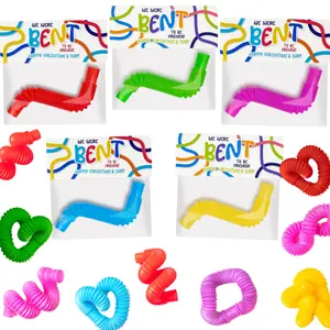 Funeta 30-Pack Fidget Pop Tubes & Valentine's Day Cards for Kids, Classroom Exchange Gifts, Colorful Valentines for Kids and Toddlers