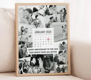 1 Year Anniversary Gift for Boyfriend Custom Photo Poster, Collage Anniversary Template 1st Anniversary Gift