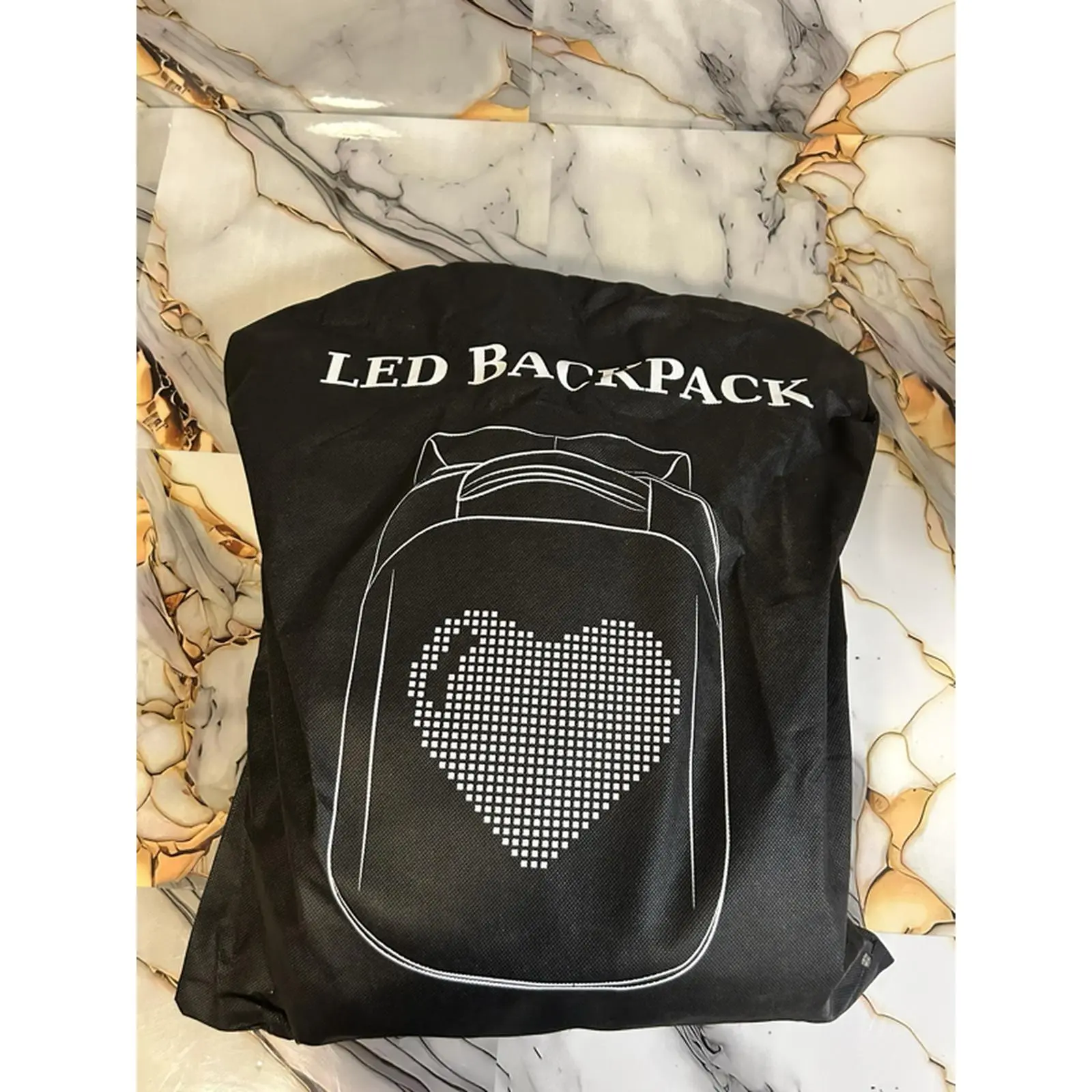 LED Backpack with Heart Design - Black Color - Perfect for Daily Use and Travel - Durable and Stylish