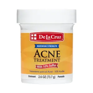 De La Cruz 10% Sulfur Ointment Acne Treatment – Fast Acting Spot Treatment for Cystic & Hormonal Acne | Face & Body Mask 10 Min | Clears Pimples & Blackheads | Oil Control Skincare 2.6oz