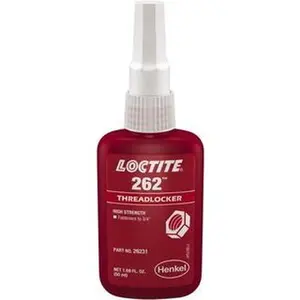 Loctite Series 262 High-Strength Red Threadlocking Liquid Threadlocker, 50 mL Bottle, 24 Hr Full Cure Time, Hand Tool Compatible, 135374 Model, Heat-Required Removal