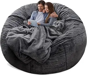 5FT/6FT Gaint Bean bag Lazy sofa with filler Bean bag Chair Ship Free High-Rebound Memory Foam Furniture Flannel Cover Removable