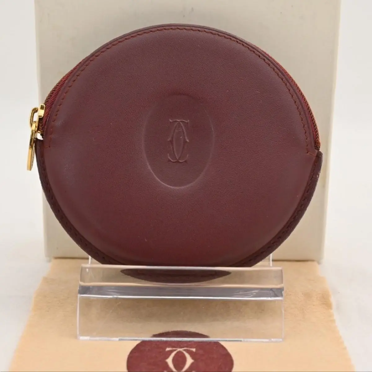 Pre-owned Cartier As Shown Mini Bags Must Line Circle Coin Case Bordeaux ca8507gg