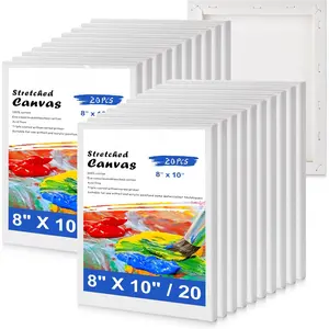 Stretched Canvas for Painting - 8x10 Inch/20 Canvas Value Pack - Triple Primer Acid Free  Cotton Blank Canvas for Painting Supplies Oil and  Pouring Art Watercolor