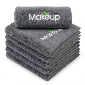 Reusable Microfiber Makeup Remover Cloths - Ultra Soft Daily Gentle Face Towels for Easy Removal, Quick Dry, Machine Washable, Grey, 13x13 in, 6 Pack