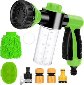 Pup Jet Dog Wash Nozzle with Pet Grooming Sponge and Rubber Brush - Green