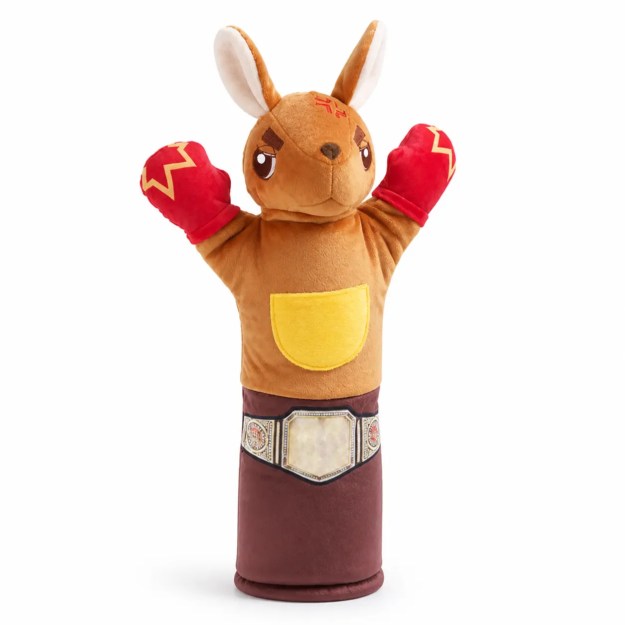 Rumble Roo Cat Wrestling Toy, 22.1-Inch Plush Kangaroo Hand Puppet with 5 Catnip Pouches, Treat Pocket and 3-Layer Reinforced Sleeve, Interactive Cat Toy for All Ages