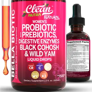 Clean Nutra Women's Probiotic with Prebiotics, Digestive Enzymes, Black Cohosh & Wild Yam for Gut Health Vitamins - Bella Biotic