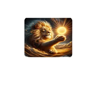 Lion Holding Sun Mouse Pad with Non-Slip Rubber Base & PC - Lion-Themed Desk Suitable for Office, Computer, Gaming Setup, Lion Design for PC Desk, Holiday Gifts for Gamers and Lion Decorations Size 20X24cm