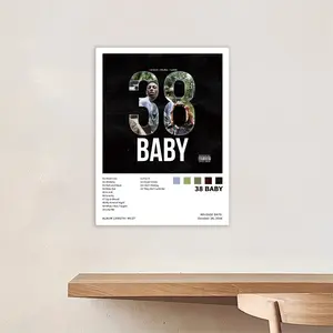 YoungBoy-38 Baby-Music Album Cover, Retro Canvas Poster, Classic Hip-Hop Rap Art Print, Suitable for Bedroom, Office, Living Room, Cafe, or Dormitory Decoration, Dormitory Birthday Gift/Christmas/New Year's Gift, Frameless