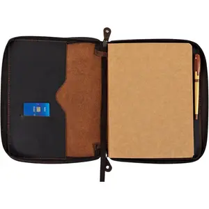 XL Leather Journal Cover with Zipper & Card Holder - Refillable Full Grain Leather Notebook Cover for 7.0 x 9.8 Inches, Sketchbook 7.5 x 9.75 Inches & B5 - Compatible with Large Journals, Planners & Writing Pads