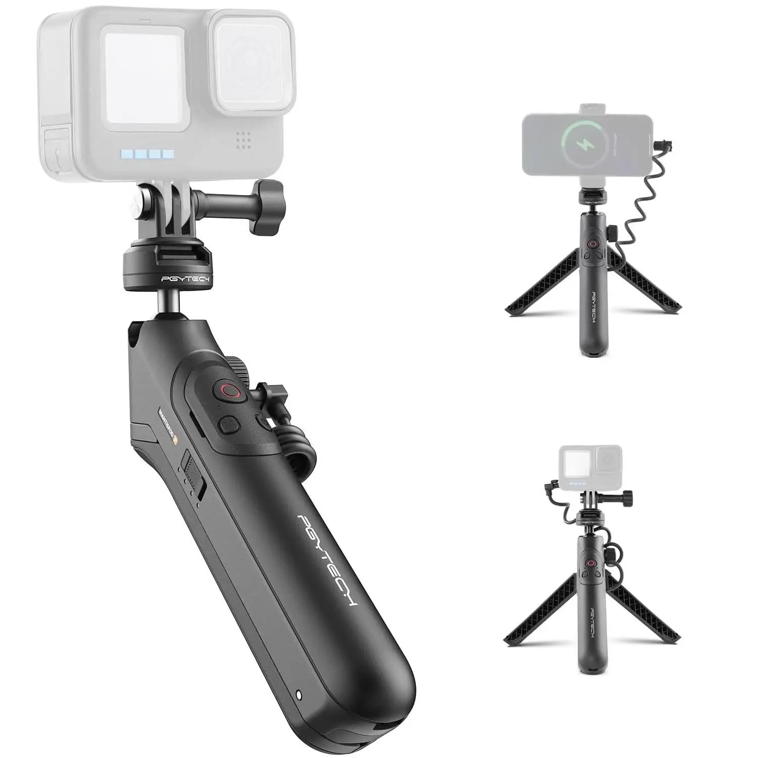 PGYTECH CapLock MantisPod Power Battery Handle Camera Stabilizer Gimbal - 5000mAh Lithium Ion Power Stick, Nylon Magnetic Vlogging Kit with Lanyard, Remote Control, 1/4 Adapter for GoPro 12/11/10, Charging Selfie Tripod Monopod Mount Accessories