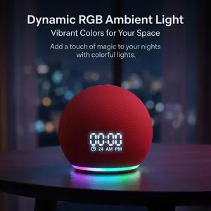 Spherical 5th Gen Alexa Dot Smart Speaker with RGB LED Light, Wireless Subwoofer, TWS Connection And Portable Base.