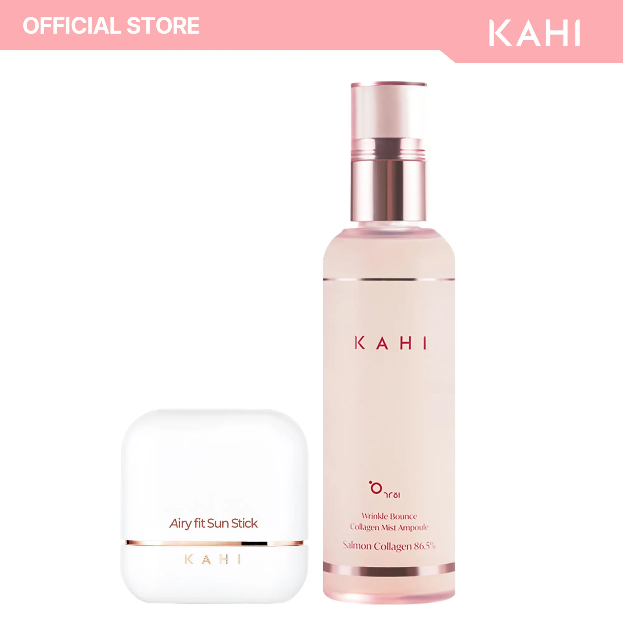 KAHI Refresh & Shield Set - Airy Fit Sun Stick SPF 50 + Fine Line Bounce Collagen Serum Facial Mist Ampoule