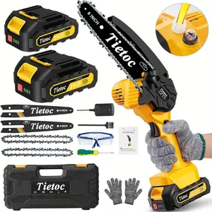 Tietoc 6-Inch Mini Electric Chainsaw Cordless - Handheld Wood Saw, Christmas Stocking Stuffers  for Dad Mom, Best Gift for Husband Father Gardener, Practical Present for Men Women & Elderly, Garden Home Tools 2025, Saw for Wood & Tree Trimming
