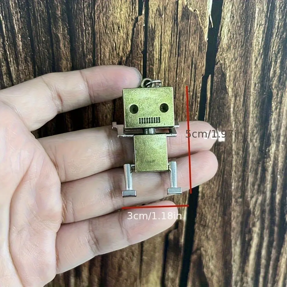 1pc Vintage Bronze Color Sci-Fi Robot Keychain, Steampunk Alloy Keychain, Ring, Wallet, Backpack Charm, Keychain Pendant, Articulated Robot, Movable Screw for Man Charm