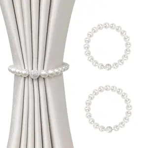 Magnetic Curtain Clips 2 Pack, Strong Magnetic Curtain Tiebacks Decorative Window Drape Holders for Home Bedroom Living Room Office