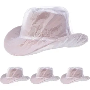 4 count Cowboy Hat Rain Covers Plastic Hat  Cover for Dust Unisex Travel Cowboy Hat Storage