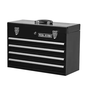 Tool Dorm 20.3“ Metal Tool Box with 4 Drawer Portable Steel Metal Tool  Box with  EAV Liner and Metal Latch Closure and Lock for Garage, Home and Warehouse