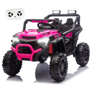 24V 400W Kids Ride on Electric Car UTV WParents Remote Control Gift for Children's Day,Four-Wheel Suspension,LED Lights,Portable Handle,Advanced Center Panel with USB,MP3,Music,Bluetooth,Power Display for KidsAged 2-4