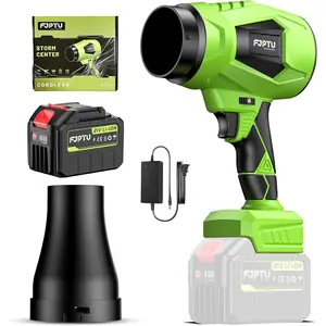 Leaf Blower 1000,000 RPM Lightweight Jet Blower Set and Lockable with Battery and Charger Blowing Leaves and Dust Car Dryer(Green)