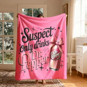 Dr Pepper Theme Flannel Blanket, Large Size, Soft Lightweight Warm, Perfect for Bed Sofa Office Camping Travel, Christmas Winter Gift