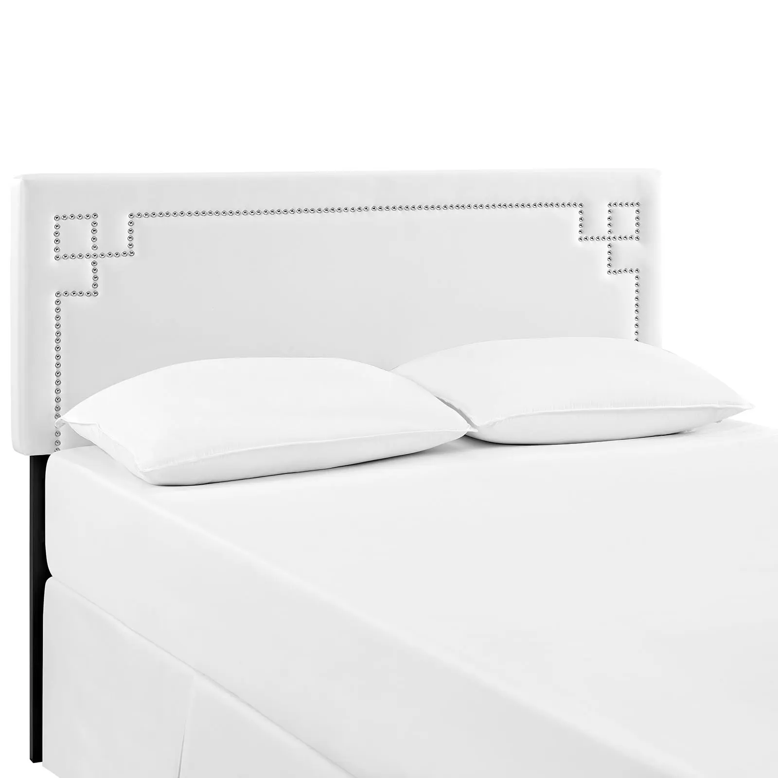 Modway Josie Queen Padded Tufted Button Upholstered Vinyl Headboard - White, for Modern Bedroom Upholstered Bed Frame, Padded Headboard, Tufted Button Headboard