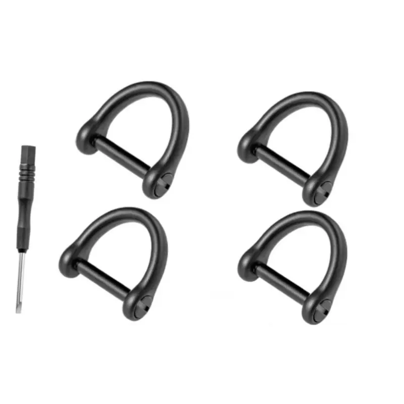 4-Pack D-Shape Keychains Key Fob, 1/2 in Durable D-Ring Buckle + 1 Stainless Steel Screwdriver & Metal Horseshoe Buckle, Sewing Accessories for Car Keys & DIY Leather Craft
