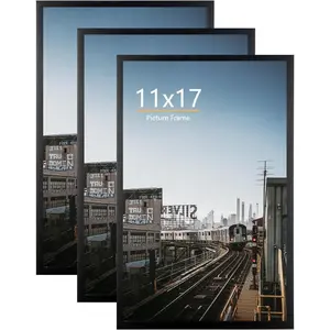 11x17 Picture Frame Black 3 Pack, Black Poster Frames 11 x 17 for Wall, Horizontal or Vertical Wall Mounting