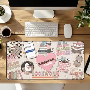 Gift for Book lover, Custom Desk Mat, Personalized Reading Mat, Office Decor, Desk mats desk pads, Bookworm Gifts, Reading Decor,, Large Rubber Mouse Pad, Water Repellent Table Cover Desk Pad for Laptop, Desktop