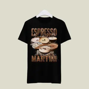Espresso Martini T-Shirt Graphic - Comfortable Fit Soft Fabric Boxy Design Ideal for Casual Wear Top  Wear Love Ribbed Seamless Sleeves