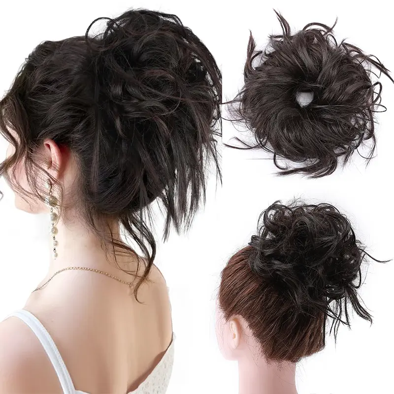 Tousled Updo Messy Bun Hair Piece Updo Ponytail Hairpiece Hair Extension Ponytail With Elastic Rubber Band Synthetic Hair Extensions Scrunchies Ponytail Hairpieces for Women