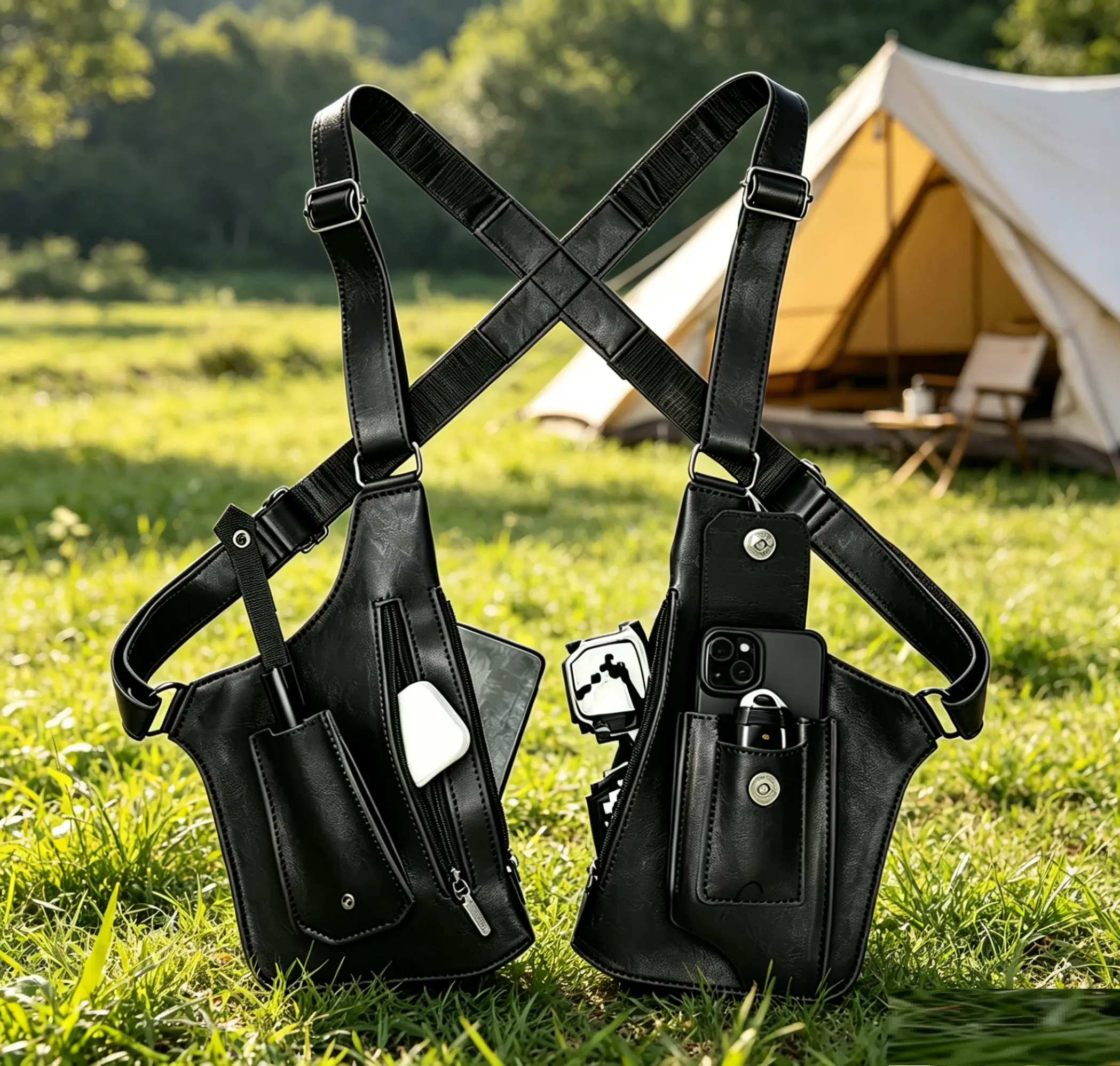 2026 New Style Adjustable Double Shoulder Armpit Holster Bag, Durable Premium PU Leather with Zipper & Multi Pockets, Anti-theft Hidden Design for Outdoor Gear & Daily Carry, Best Friend Birthday Gift