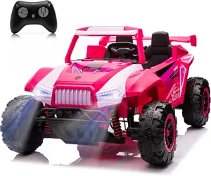 24V 2-Seater Kids Ride On Car Electric Off-Road UTV Side by Side with 2WD Powered Wheel Electric Vehicle with Remote Control, Bluetooth, LED Light Gift for Boys and Girls 3-8 Aged-Pink