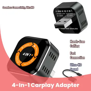 4-in-1 Wireless CarPlay Adapter, Plug-and-Play USB Dongle with Android Auto, Airplay, Screen Mirroring and USB-C Compatibility, New Arrival Car Electronics Digital Media Receiver