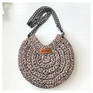 Handmade Woven Crochet Shoulder Bag/Round Knitted Design/Women's Bag/ Round crossbody bag/Summer Gift for Her