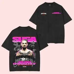 UFC Black Sean O'Malley UFC Freedom 250 Unisex Washed T-Shirt, Vingtage Graphic Design, Iconic Wrestling Print, Classic Fan Apparel Cotton Fabric, Menswear Oversized Streetwear