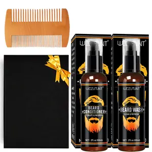 Men's Beard Care Set, Shampoo, Beard Wash, Conditioner, Wooden Comb, Hydrating Nourishing Anti-Frizz Deep Cleaning, Christmas Birthday Gift, Beard Care Kit