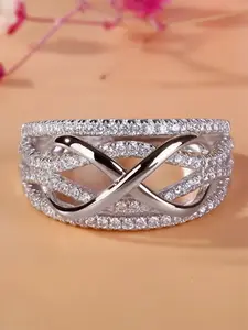 Women's Elegant Rhinestone Decor Engagement Ring, Luxury Chic Promise Ring, Trendy Exquisite Jewelry As Gift for Girlfriend, Fashion Engagement Rings